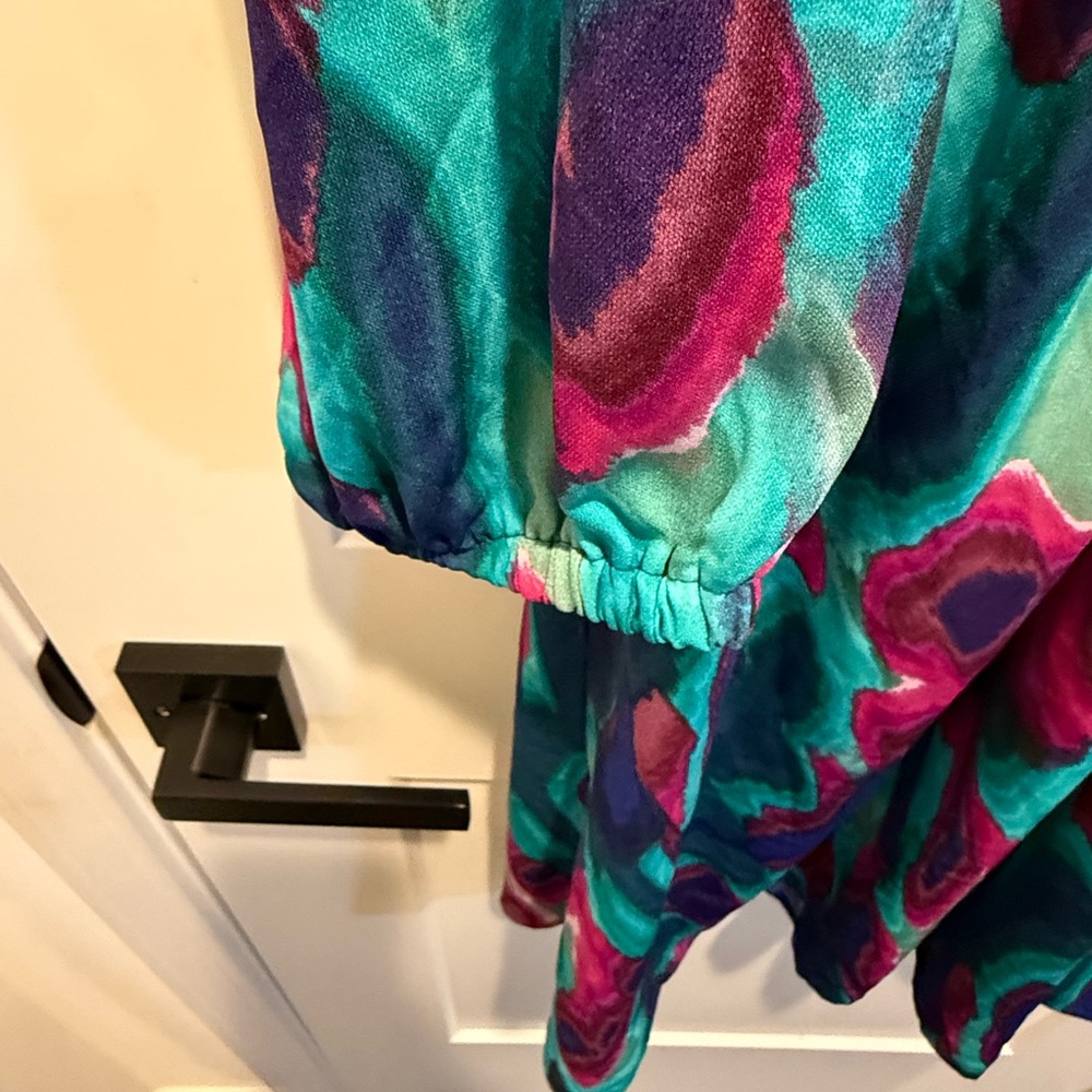 BOLD elements Vibrant Teal and Magenta Long Sleeve Dress - Picture 6 of 7